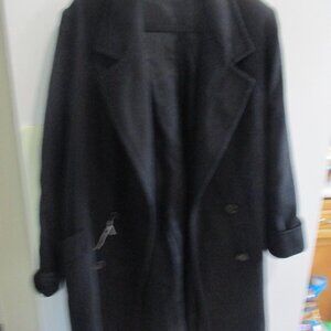 Vintage Braefair long  Wool Blend Coat  Lined Black  coat m l